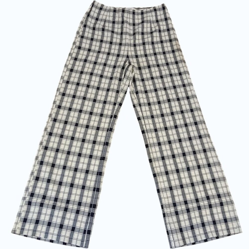 PRINCESS POLLY Black & Cream Plaid Wide Leg Pants EUC - Picture 3 of 8